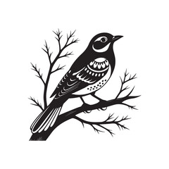 Obraz premium Stylized Bird Silhouette Perched on Branch