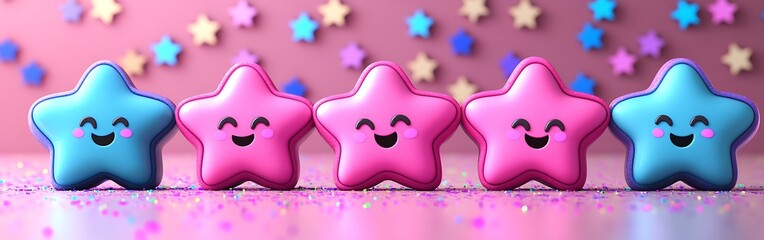 Whimsical celestial characters create a fun and cheerful backdrop image