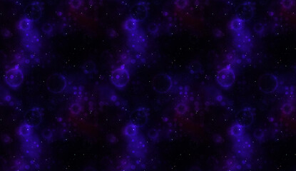 Seamless deep space texture showing vibrant purple nebulae and glowing plasma bubbles, perfect for space exploration and science fiction projects
