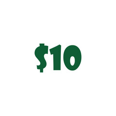 $10, dollar, money geometric symbol simple logo vector