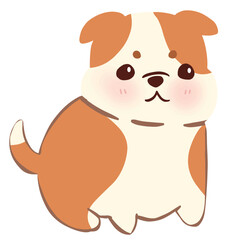 Adorable brown and white puppy icon sitting happily