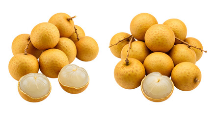 Pile of Fresh Longan Fruit with Peel and Juicy Pulp