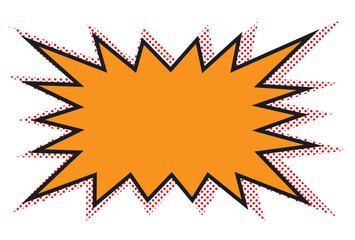 ギザギザ爆弾の四角吹き出しフレーム/ドット・オレンジ