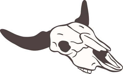 Cow Skull Western Clipart  Cartoon Playful Hand Drawn Bull Skull Illustration