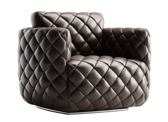 Brown leather chair with a sleek metal base