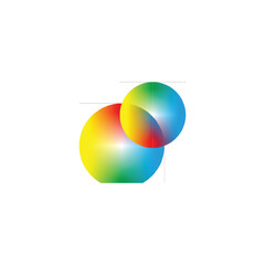 Circles, colorful geometric symbol simple logo vector