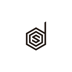 Letter s, o and d hexagon line geometric symbol simple logo vector