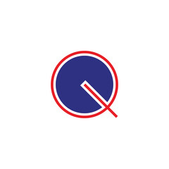 Letter C in Q, line geometric symbol simple logo vector