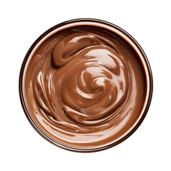 Chocolate milk puddle in glass isolated on white, top view --v 7.0