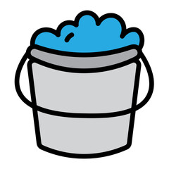 Soapy Water Bucket Vector Filled Icon Design