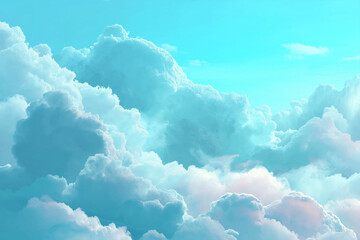 Blue Sky with White Cumulus Clouds