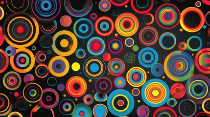 Colorful abstract concentric circles forming a dynamic pattern. Digital artwork of vibrant color circle or geometric shape overlapping and flowing at background. Bubble texture concept. AIG51.
