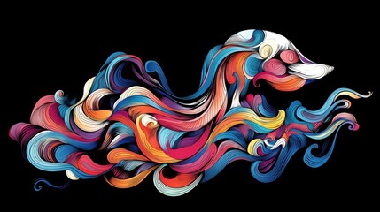 Obraz premium A vibrant abstract design of swirling, layered colors against a stark black background.