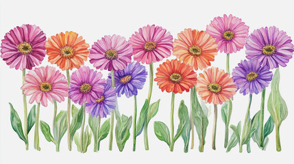 Obraz premium Elegant wedding invitation card background . Minimal hand painted watercolor Gerbera flowers texture template background. Design for wedding, vip cover, poster, rsvp moderncard.Valentine's Day