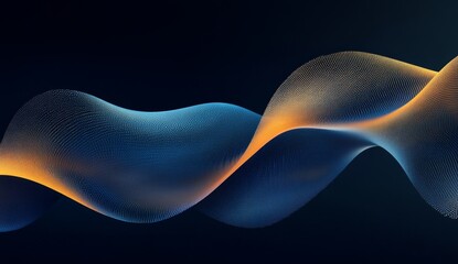 Abstract blue and orange wave flowing on dark background.