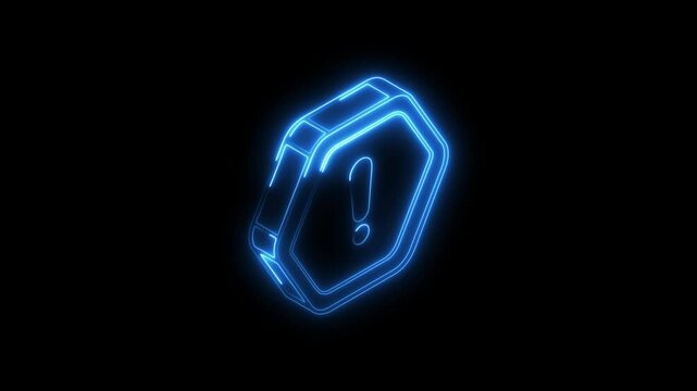 Glowing neon error icon 4k, isolated on black background. HD Video motion graphic animation