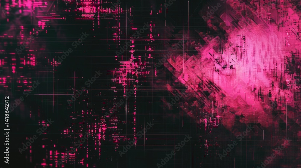 Poster abstract of complex glitch with pixel effect in graphic background use shading and monochrome to exp