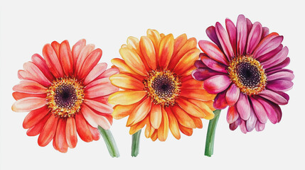 Elegant wedding invitation card background . Minimal hand painted watercolor  Gerber flowers texture template background. Design for wedding, vip cover, poster, rsvp moderncard.Valentine's Day