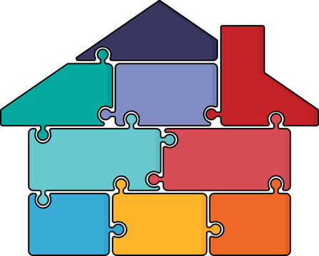 Puzzle House Jigsaw Illustration
