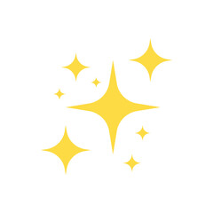 Shine or sparkle vector. Sparkling star in yellow color on white background. Vector illustration