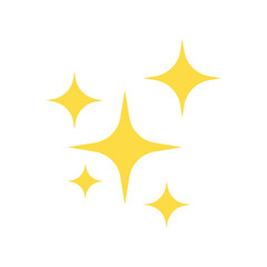 Shine or sparkle vector. Sparkling star in yellow color on white background. Vector illustration