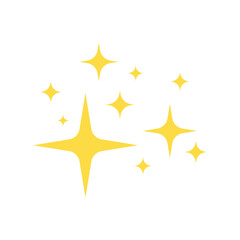 Shine or sparkle vector. Sparkling star in yellow color on white background. Vector illustration