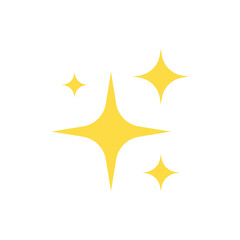 Shine or sparkle vector. Sparkling star in yellow color on white background. Vector illustration