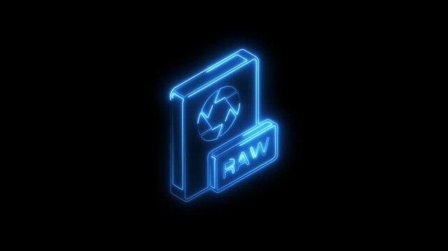 Glowing neon file extension icon 4k isolated on black background. HD Video motion graphic animation