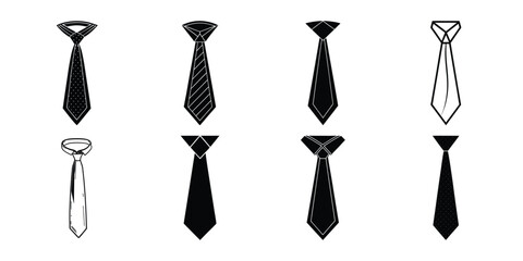 Necktie icon pack black color silhouette vector