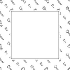 kitchen utensil frame. doodle kitchenware square frame. kitchen background