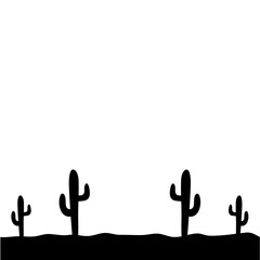 Desert cactus silhouette. Vector illustration 