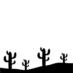 Desert cactus silhouette. Vector illustration 