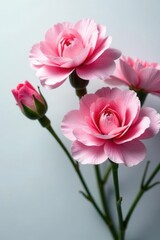 Fresh pink carnations with water drops; minimalist floral design , pink, harmony
