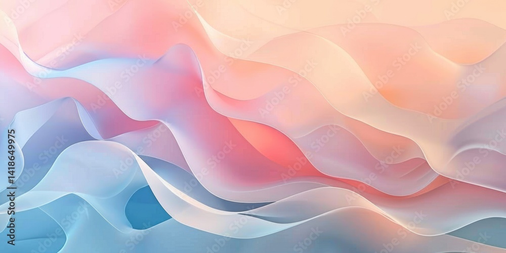 Poster abstract pastel geometric shapes with soft gradients. 3d rendering background image of multi colored