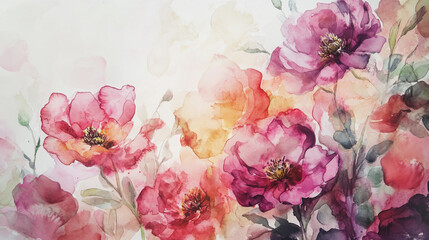 Elegant wedding invitation card background . Minimal hand painted watercolor botanical flowers texture template background. Design for wedding, vip cover, poster, rsvp moderncard.Valentine's Day

