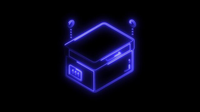 Glowing neon zer icon 4k  isolated on black background. HD Video motion graphic animation
