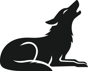 Wolf howling vector black
