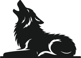 Wolf howling vector black