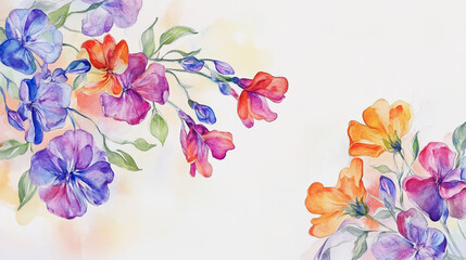 Obraz premium Elegant wedding invitation card background . Minimal hand painted watercolor botanical flowers texture template background. Design for wedding, vip cover, poster, rsvp moderncard.Valentine's Day