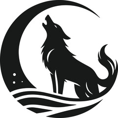 Wolf howling vector black