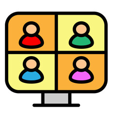 Virtual Team Meeting Vector Filled Icon Design