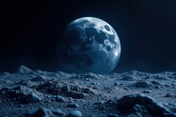 Full Earth, moon surface foreground, stark contrast, science, astronomy