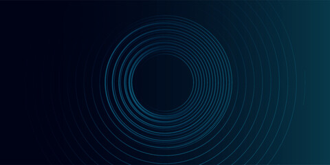 Modern dark blue abstract horizontal banner background with glowing geometric lines. Shiny blue diagonal rounded lines pattern. Futuristic concept. Suit for cover, brochure, presentation, flyer, web