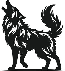 Obraz premium Wolf howling vector black