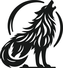 Wolf howling vector black