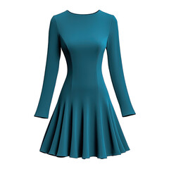Obraz premium Teal midi dress with bell sleeves