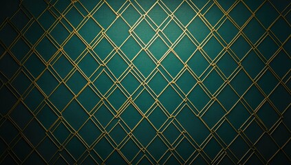 Teal background with gold diamond pattern.