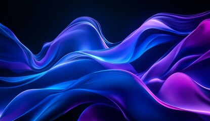 Fototapeta premium Abstract blue and purple glowing wave background.