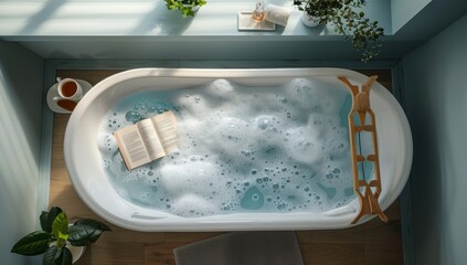Relaxing Bath with Book