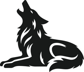 Wolf howling vector black